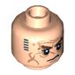 Minifig Head Dwalin the Dwarf, Dual Sided, Bushy Brown Eyebrows, Wrinkles, Stern / Dark Blue Tattoo Print [Hollow Stud]