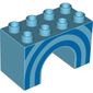 Duplo Brick 2 x 4 x 2 Arch with Blue Half Circles Print