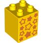 Duplo Brick 2 x 2 x 2 with Orange Stars Print