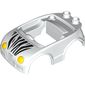Duplo Car Body with 2 Studs on Back, Yellow Headlights and Zebra Stripes Print
