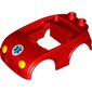 Duplo Car Body with 2 Studs on Back and Yellow Headlights and EMT Star of Life Print