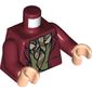 Torso Jacket with Buttons, Olive Vest and Ascot Tie Print, Dark Red Arms, Light Nougat Hands