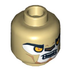 Minifig Head Lennox, Lion with Orange Eyes, Brown Nose, Teeth, Closed / Open Mouth Print