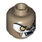 Minifig Head Longtooth, Dual Sided, Lion with Orange Eyes, Fangs, Red Scar, Closed Mouth / Open Mouth Print [Hollow Stud]