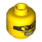 Minifig Head Black Mask and Thin Moustache Print [Hollow Stud]