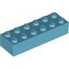 Medium Azure Brick 2 x 6