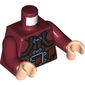 Torso Jacket with Silver Clasps and Large Belt Buckle Print, Dark Red Arms, Light Nougat Hands
