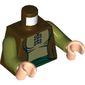 Torso Vest with Olive Green Shirt and Dark Green Sash Print, Olive Green Arms, Light Nougat Hands