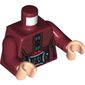 Torso Coat with Plaid Collar and Large Silver Buckle Print, Dark Red Arms, Light Nougat Hands