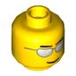 Minifig Head, Silver Sunglasses, Eyebrows and Thin Grin Print