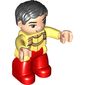 Duplo Figure with Parted Wavy Hair Black, with Light Nougat Face (Cinderella's Prince Charming)