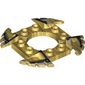 Ring 4 x 4 with 2 x 2 Hole and 4 Serrated Ends with Black and Silver Print (Ninjago Spinner Crown)