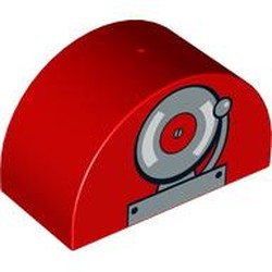 Duplo Brick 2 x 4 x 2 Curved Top with Fire Alarm Bell Print