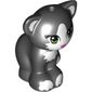 Animal, Cat, Sitting with Light Green Eyes, Dark Pink Nose and White Markings Print