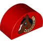Duplo Brick 2 x 4 x 2 Curved Top with Horse Head in Horseshoe Print