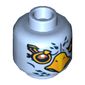 Minifig Head Eglor, Eagle with Beak, Yellow Eyes, Dark Blue Feathers, Angry Eyes / Gold Monocle Print