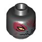 Minifig Head Razcal, Dual Sided, Raven with Beak, Yellow Eyes and Dark Red Pupils, Narrow / Wide Eyes Print [Hollow Stud]