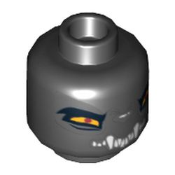Minifig Head Wilhurt, Wolf with Orange Eyes and White Fangs, Wide Eyes / Narrow Eyes Print