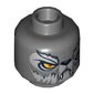 Minifig Head Wakz, Dual Sided, Wolf with Yellow Eyes, Fur, Eyebrows, Fangs, Closed Mouth / Open Mouth Print [Hollow Stud]