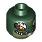 Minifig Head Crominus, Dual Sided, Crocodile with Dark Brown Eye Borders, White Eyebrows, Wide Eyes / Narrow Eyes Print [Hollow Stud]