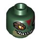 Minifig Head Cragger, Dual Sided, Crocodile with Dark Brown Eye Scales, White Teeth and Red Scar, Wide Eye / Narrow Eye Print [Hollow Stud]