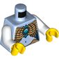 Torso Armor with Gold Scales and Blue Chi Jewel Print, White Arms, Yellow Hands