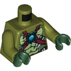 Torso Muscles Outline, Chi Armour and Chi Jewel Print, Olive Green Arms, Dark Green Hands
