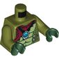 Torso Crocodile Skin with Dark Red Bandana and Necklace with Chi Orb Print, Olive Green Arms, Dark Green Hands