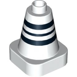 Duplo Cone 2 x 2 Square Base with Black Stripes Print