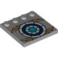Plate Special 4 x 4 with Studs on One Edge and Blue and White Target with Gold Wings Print