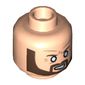 Minifig Head Dark Ninja, Beard Brown Angular, White Eyes, Angry Print [Hollow Stud]