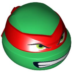 Minifig Head Special, Ninja Turtle with Red Mask and Teeth Print (Raphael)