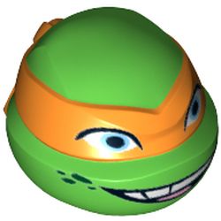 Minifig Head Special, Ninja Turtle with Orange Mask and Smile Print (Michelangelo)