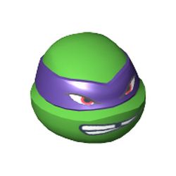 Minifig Head Special, Ninja Turtle with Dark Purple Mask and Missing Tooth Scowl Print (Donatello)