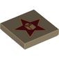 Tile 2 x 2 with Gold Star with Brick in Center Print