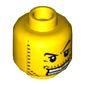 Minifig Head Pirate, Arched Eyebrow, White Teeth with Gold Tooth, Coarse Stubble Print [Hollow Stud]