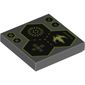 Tile 2 x 2 with 3 Hexagons, Spaceship and Alien Characters Print