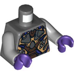 Torso Gold, Dark Brown and Dark Purple Armor Print, Light Bluish Gray Arms, Dark Purple Hands