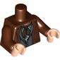 Torso Jacket over Vest with Buttons and Dark Brown Scarf Print, Reddish Brown Arms, Light Nougat Hands