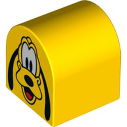 Duplo Brick 2 x 2 x 2 Curved Top with Pluto Print