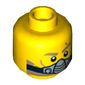 Minifig Head Chuck Stonebreaker, Light Brown Eyebrows and Beard, Scar, Open Mouth with Teeth / Breathing Apparatus Print
