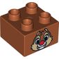Duplo Brick 2 x 2 with Chipmunk Head with Red Nose and Two Teeth Print (Dale)