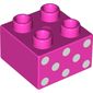Duplo Brick 2 x 2 with 8 White Dots Print