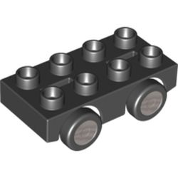 Duplo Car Base 2 x 4 with Silver Hubs on 4 Tires Print