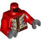 Torso Jacket with Lightning Zig Zag and Steer / Bull's Head Buckle Print, Red Arms, Dark Bluish Gray Hands