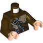 Torso Coat with Fur Lining, Shoulder Strap and Double Silver Belt Print, Dark Brown Arms, Light Nougat Hands