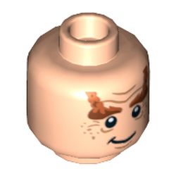 Minifig Head Nori the Dwarf, Dual Sided, Braided Eyebrows and Wrinkles, Happy / Angry Print [Hollow Stud]