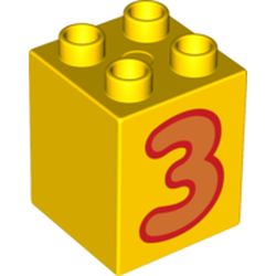 Duplo Brick 2 x 2 x 2 with Orange '3' Print