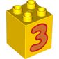 Duplo Brick 2 x 2 x 2 with Orange '3' Print