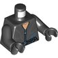Torso Silver Zippered Suit with Belt, Buckle and Blue Lines Print, Black Arms and Hands